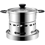 Indoor Spirituskocher, Campingkocher, Kein Elektrisches Kochen, Spirituskocher Mit Pfanne, Edelstahl, Campingkocher, Campingkocher, Teelichter, Indoor Teelichtofen (16cm)