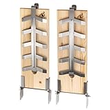 FEUERGOTT Flammlachsbrett Classic 2er-Set mit Edelstahl-Halterung zum Grillen und Räuchern von Lachs, Forellen - Zedernholz für Feuerschale, Grill, Lagerfeuer