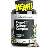 Flora 21® Kulturen Komplex – 21 Bakterienstämme + Bio Inulin – 180 magensaftresistente Kapseln – Laborgeprüft, vegan, hochdosiert und in Deutschland produziert