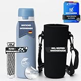 BLATTBERG Outdoor Wasserfilter Trinkflasche Edelstahl 740ml | 500L Filter | Entfernt 99,9999% Bakterien Viren PFAS Schwermetalle Mikroplastik | Camping Survival Notfall Krisenvorsorge