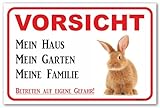 AdriLeo Schild - Vorsicht Kaninchen - Mein Haus - (20x30cm) / Achtung Hase