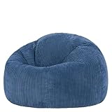 Icon Kingston Sitzsack Cord, Denimblau, Sitzsack Erwachsene mit Füllung, Bean Bag, Cord Sessel, Lounge Sessel, Lounge Stuhl, Schlafzimmer, Wohnzimmer, Wohnzimmer Möbel
