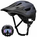 Favoto Mountainbike Fahrradhelm mit Schirm Leicht - Doppelte Inmould Technologie MTB Helm für Damen Herren Rennradhelm L(57-61cm) Verstellabr Grau