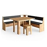 Vicco Eckbankgruppe Roman, Goldkraft Eiche/Anthrazit, 180 x 180 cm mit Tisch