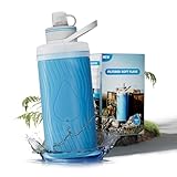 Joypur Wasserfilter Outdoor Survival - Faltbare Trinkwasserfilter Outdoor Trinkflasche mit Filter 700 ml Weiche Wasserflasche mit 5000L Filterkapazität Filter für Wandern Survival Notfall (Blau)