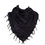 blntackle76 Tuch Großer Shemagh-Schal, arabischer Militär, taktischer Wüstenschal, Pali-Tuch 110 x 110 cm, 100% Baumwolle, für Männer und Frauen (schwarz)