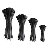 Kabelbinder schwarz set 100/150/200/300mm, 200 Stück, Kabelbinder UV-beständige für Innen- und Außenbereich, TASKTACKER