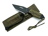 KOSxBO® BW Taktisches Survival Messer mit Feuerstein und Paracord - Fallschirmleine für Outdoor Camping Jagd Angeln Prepper