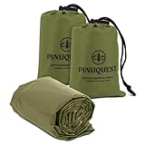 PINUQUEST Rettungsdecke 26 µm (2er-Set) - Extra Dicke & Robuste Erste Hilfe Decke, Notfalldecke für Outdoor, Survival, Camping, Wandern | Wasser- und Winddicht (210 × 160 cm) (Grün)