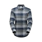 Trovat Longsleeve Shirt Women | Flanellhemd für Damen, Kariertes Hemd für Outdoor, Flanell Kleidung, Warm, 100% Baumwolle, Blau und Grau, Langarm | Steel-Marine, M