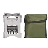 gernie Tragbarer Holzofen, Zusammenklappbarer Outdoor-Camping-Rucksackkocher mit Tragetasche Zum Grillen, Kochen, Heizen, Grillen, Camping-Holzofen aus Edelstahl
