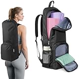 Tangoner Yogamatten-Tasche, Rucksack, Reißverschluss, multifunktional, unverzichtbare Taschen, Übung, Yogamatte, Tragetasche (schwarz)