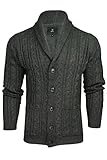 Xact Herren Strickjacke mit Zopfmuster, Schalkragen und Knopfleiste (Charcoal Marl) L