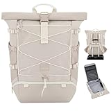 Johnny Urban Reiserucksack Damen & Herren Beige - Allen Travel L - 37L Rolltop Rucksack Groß Handgepäck - Idealer Backpack für Reisen Ausflüge Trips - Wasserabweisend