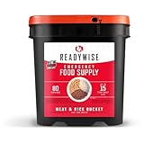 ReadyWise, 80 Portionen, Notration, Fleisch und Reis, Rind und Huhn mit Gewürzen, Grab & Go Eimer, Gefriergetrocknet, Langlebige Lebensmittelversorgung, Biz Zu 15 Jahre Haltbarkeit