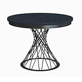 MEBLINI Esstisch Rund Ausziehbar aus Metall - Loft - Esszimmertisch Modern - Küchentisch - Ausziehtisch - Round Dining Table - Esszimmertische - 100-138x77cm - LUCO - Schwarz Matt
