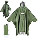 Apritsce Regenponcho für Erwachsene, Regenjacken Wasserdichter mit Kapuze Taschen Reflexstreifen, 3-in-1 Multifunktions Leichter Regen Poncho für im Freien Camping Wandern Angeln