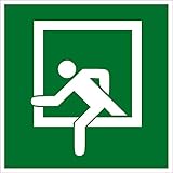Fluchtwegschild - Notausstieg - Folie Selbstklebend - Langnachleuchtend - 10 x 10 cm