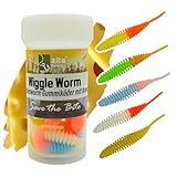 Zite Fishing Wiggle Worm Neon Mix 10 STK – Aromatisierter Lamellen Gummiwurm Forellen-Köder - 5,5cm Gummiköder für UL Angeln – Phthalatfrei - Neon Käse