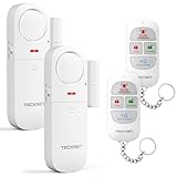 TECKNET Fensteralarm Einbruchschutz, Türalarm mit Fernbedienung, Kabellose Alarmanlage, 4 Funktionsmodi der Sirene für Haus, Geschäft, Pool und Wohnmobil (2er-Pack)