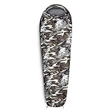 Lumaland Outdoor Schlafsack Mumienschlafsack, 230 x 80 cm, inklusive Packsack, 50 x 25 cm gepackt Camouflage grau