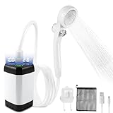 LIBERRWAY Campingdusche mit Pumpe [90-140 Min] - IPX7 wasserdichte Pumpe mit Temperaturanzeige & Druckregulierung | Tragbare Outdoor Dusche für Camping, Hundedusche mit 2m Schlauch