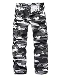 APTRO Herren Cargo Hose Camouflage Hose Arbeitshose Lange Outdoor Baumwolle Leichte Hose mit 8 Tachen Camo LT04 Grau 32