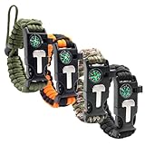 Paracord Survival Armband, 4 Stück Überlebensarmband, 5 in 1 Paracord Armband mit Feuerstein + Kompass + Pfeife + Schirmseil + Mini-Säge, Outdoor Survival Kit für Herren Damen, zum Outdoor-Aktivitäten