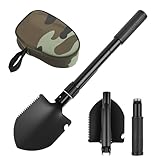 Mini Klappspaten, 42cm Klappbare Spaten Garten, Multifunktionaler Camping Klappspaten, Für Wandern,Camping, Jagen, Garten, Schneeschaufeln (Schwarz)