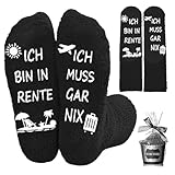 WANTUSHUI Rentner Geschenk Socken Männer, Lustige Socken zur Rente mit Spruch, Abschiedsgeschenk für Kollegen zum Ruhestand, Geschenkideen für Renteneintritt(Schwarz)