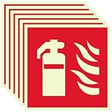 NISENTIA 6 Stück Feuerlöscher Schild, PVC Selbstklebend 150x150mm Aufkleber Piktogramm Hinweisschilder Feuerlöscher Schilder Nachleuchtend Leuchtend für Haus Büro Baustelle und Auto