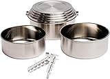 Solo Stove 3-teiliges Camping Topf-Set: 1,25 L + 1,5 L + 2 L | Inkl. Tragetasche, Leichtes Backpacking-Kochgeschirr aus Edelstahl, Universaldeckel dient gleichzeitig als Teller