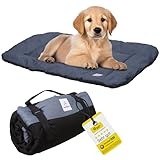 Wanderpfote Hundedecke für Unterwegs, 75 x 50cm – Waschbar, Orthopädisch, Wasserdicht – Hochwertiges Design – Hundedecke Outdoor, Hundematte Auto (Blau, Größe M)