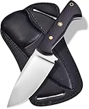 Fixed Blade Hunting Carry Knife Stainless Steel Blade Bushcraft Knife, Scout Carry Knife with Leather Sheath Wengi Wood Handle Strong Grip, Tracker Knife for Hunting, Outdoor Camping Knife.
