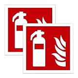 Facaii 2st Schild Feuerlöscher langnachleuchtend | PVC selbstklebend 150x150mm nachleuchtend Hinweis Piktogramm Symbol Feuerlöscherkasten für Haus, Büro, Baustelle und Auto