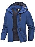 Peakwell Herren Warme Winterjacke Winddichte Skijacke Wandern Angeln Regenjacke Atmungsaktiv Verdickte Jacke für Männer, Denim-Blau, L