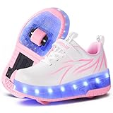 Flintronic 1 Paar Rollschuhe, Kinder Rollschuhe, LED Rollschuhe, Verstellbar Rollschuhe Damen, 4 Größen verstellbar, für Mädchen, und Anfänger, EU33