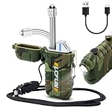 LcFun Feuerzeug Elektrisch, 360° Flexible Hals Lichtbogen Feuerzeug, USB C Feuerzeuge Wiederaufladbar, Plasma Feuerzeuge mit LED-Batterie-Anzeige & Taschenlampe für Camping, Kerze