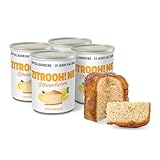 ration1 Camping Dosenkuchen, fertig gebackener Zitronenkuchen, 4x 360g, Kuchen passt in den Rucksack, zum Wandern, als Notvorrat, beim Picknick und für den jeden Tag Verzehr geeignet, 10 Jahre haltbar