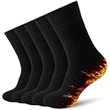 MOSOTECH Thermosocken Herren, 5 Paar Dicke Warme Socken Herren, Atmungsaktiv Schwarz Socken Wintersocken Wollsocken Wandersocken für Zuhause, Freizeit, Sports