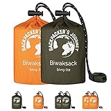 NEU: Backpacker's Journey Biwaksack, ultraleichter und wasserdichter Notfallschlafsack. Ideal für Camping, Wandern und Abenteuer (grün & orange)
