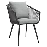 OUTLIV. Alex Gartenstuhl in Anthrazit, 58,5x63,5x79 cm, rostfreies Aluminiumgestell, hochwertiges Rope, Belastbarkeit: 110 kg, Kissen waschbar, wetterfester Gartensessel