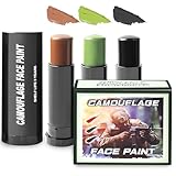 3 Stück Tarnschminke, Tarnfarbe Gesicht, Camouflage Gesicht Farbe Sticks Kit, Tarnschmink-Stift für Helle und Lang Anhaltende Farben, Geeignet für Rollenspiele, Aktivitäten Zum Thema Tarnung