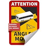 Betriebsausstattung24 Aufkleber Attention Angles Morts für Bus/Wohnmobil - PVC- Folie 17,0 cm x 25,0 cm - Französische StVO Artikel R.313-32-1 - Toter Winkel Warnschild - Hinweisschild
