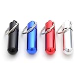 Ganzoo Pillen-Dose im 4er Farb-Mix Set, Pillen-Box, Aluminium-Kapsel, Schlüssel-Anhänger Mini, wasserdicht, Höhe: 48 mm