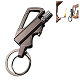 Feuerzeug mit permanentem Streichholz und Infinity-Funktion, 3-in-1 Multitool-Schlüsselanhänger Flaschenöffner, wiederverwendbares, wasserdichtes Streichholz, Feuer Anlasser Outdoor (1, Schwarz)