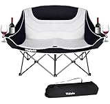 Tidolo Campingstuhl Faltbar 2 Personen Camping Sofa 272kg Belastbar Camping Couch mit Lagerungstasche Doppel Campingstuhl Outwell Sofa mit Tassenhalter Weinglashalter, Faltsofa für Outdoor Garten