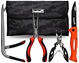 Angel-Berger Hechtwerkzeugkit mit Tasche Raubfisch Tools mit Tasche Werkzeugset Angler Angelmesser Angelzange
