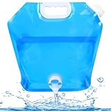 flintronic 5L Faltbarer Wasserkanister Faltbar, Wasserbehälter mit Hahn, BPA frei, Camping Wasserkanister für Camping, Schule, Krankenhaus, Outdoor, Garten (Blau)