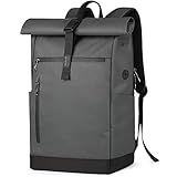 Inateck RollTop Rucksack Herren Damen 25L-30L Fahrradrucksack Schulrucksack für Uni Freizeit Job Sport Reisen, Stylische Tagesrucksack mit 17 Zoll Laptopfach, Grau
